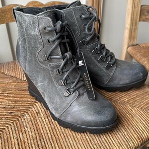 New Sorel Joan uptown lace Bootie, charcoal other ankle boot, gray booties, 8